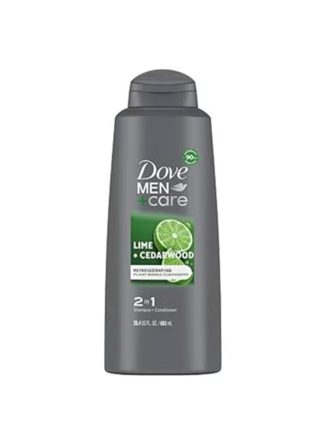 مين + كير شامبو وبلسم 2 في 1 للرجال برائحة الليمون وخشب الأرز لشعر صحي المظهر، منظفات نباتية طبيعية، 603 مل